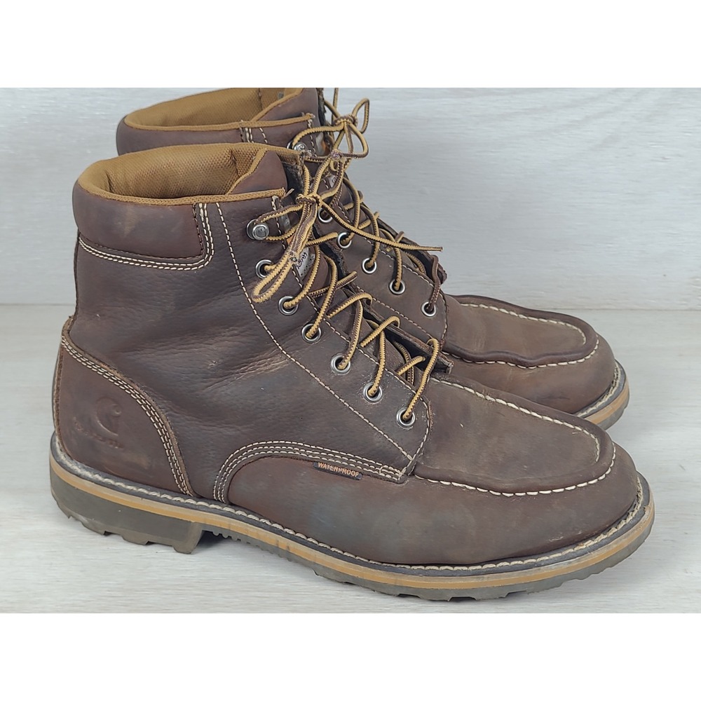 Carhartt Mens 11.5 W Dark Brown Waterproof Moc Toe Work Boots CMW6197 Soft Toe